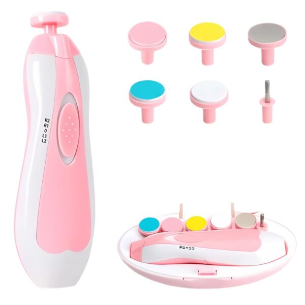 Cortador Aparador Lixa Unha Bebê Recém Nascido Elétrico Seguro Silencioso Luz Led Diversas Idades Kit Completo (Rosa) | Seguro, Silencioso, Luz LED, Diversas Idades, Kit Completo