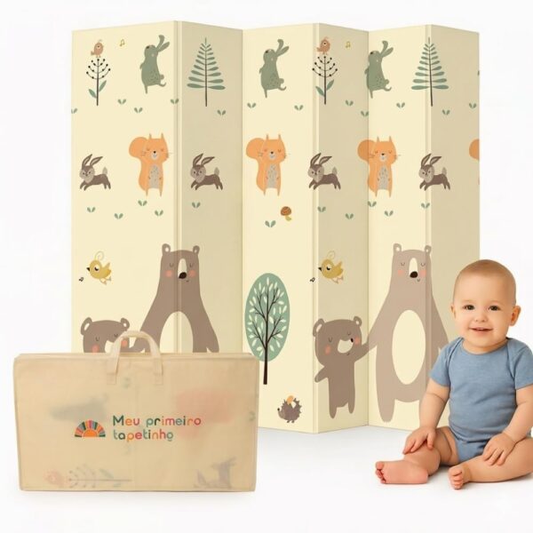 Tapete Térmico Tatame Infantil Emborrachado Dupla Face Dobrável Macio 1,8x1,2M Pista Urso Castor Sensorial Meu Primeiro Tapetinho (Urso)