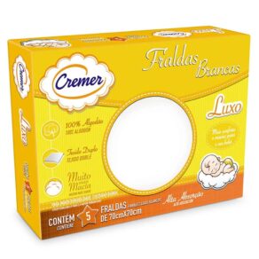 Cremer Fralda Luxo Branca 70 X 70 Cm PC Com 5 Unidades (Embalagem Pode Variar)