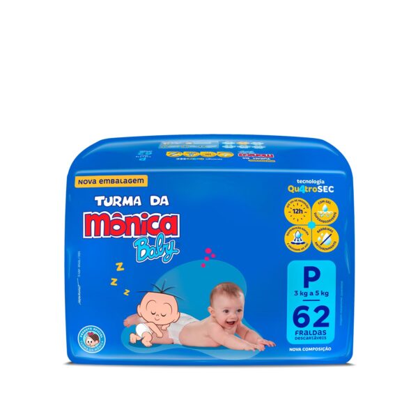 Fralda Turma da Mônica Baby Mega P 62 Unidades