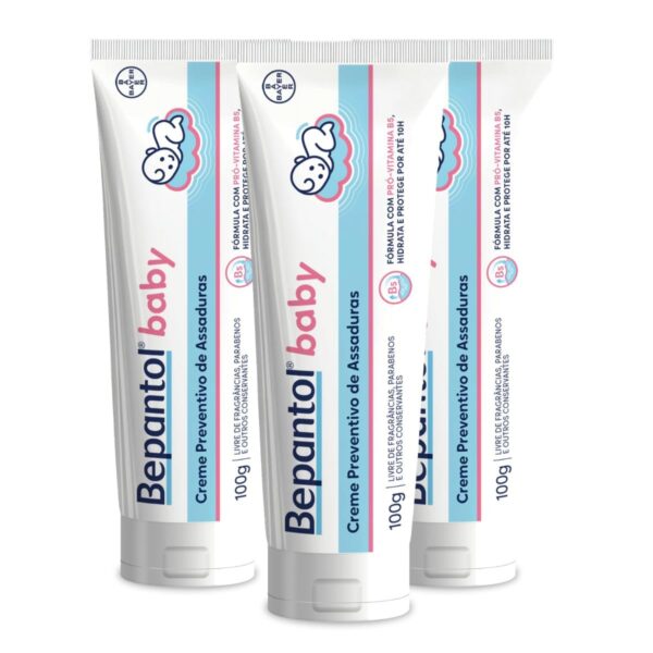 Kit 3 Cremes Pomadas de Assaduras Vit B5 com 100g cada, Total 300g - Bepantol Baby