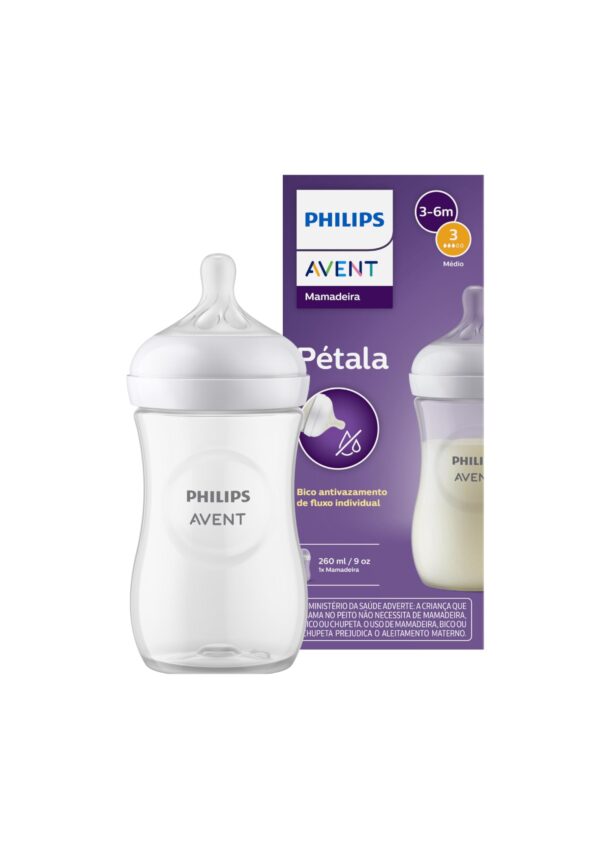 Philips Avent Mamadeira Pétala 3.0 9oz/260ml com Bico de Fluxo Médio (Fluxo 3), Azul, SCY903/01