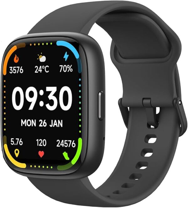 Bettdow SmartWatch, Relógio smartwatch com Ecrã tátil e Alexa, à prova d'água IP68, Relógio feminino e masculino, com 100+ modo esportivo e recebimento de notificações(preto)