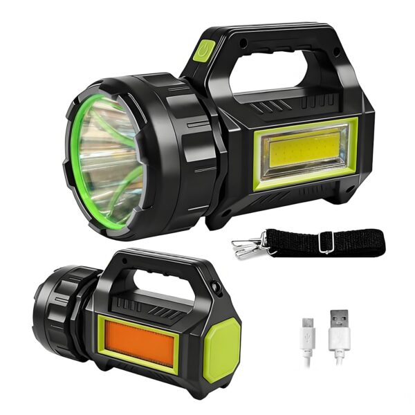 Lanterna Profissional Holofote Led, Portátil Lanterna Recarregável, Holofote de Equipamento Acampamento Includes usb Cable and Lanyard Clip, 3 + 4 Modos de Iluminação Longoalcance de 500m, 10W Lúmens