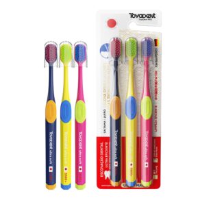 TOYADENT Escova de Dente para Adultos, Macia e Confortável para Escovação Diária, 5500 Cerdas de Alta Densidade com Tampa Protetora, Kit Família com 3 Unidades para Limpeza Suave e Cuidado Bucal Diário