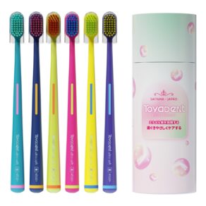 TOYADENT Escova de Dentes Adulto Ultra Macia 6 Unidades, Cerdas Finas e Densas, Cabos Coloridos, Com Tampa Protetora, Higiene Bucal Diária, Para Família e Presente