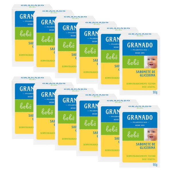 Granado Sabonete Glicerinado Bebê, Tradicional, 90g, 12 Unidades
