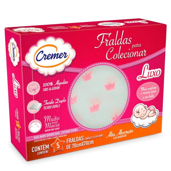 Cremer Fralda Luxo Estampa Feminina PC Com 5 Unidades