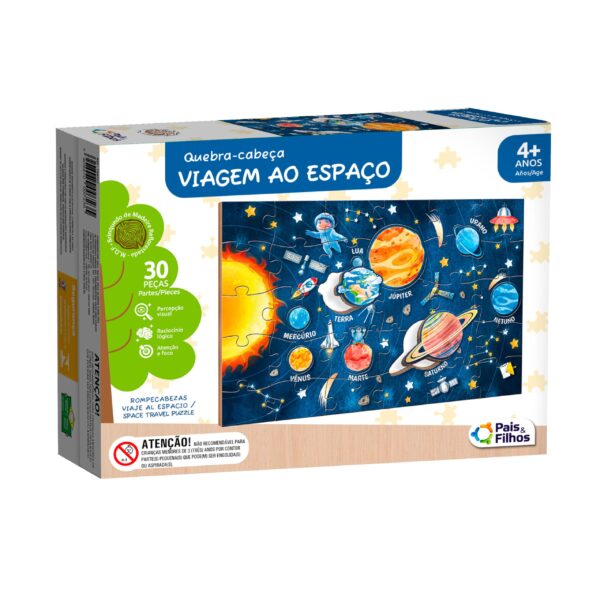 Pais & Filhos | Quebra-Cabeça Viagem Ao Espaço 30 Peças | Brinquedo Educativo 4+ | Coordenação Motora e Raciocínio | Tema Astronauta e Planetas