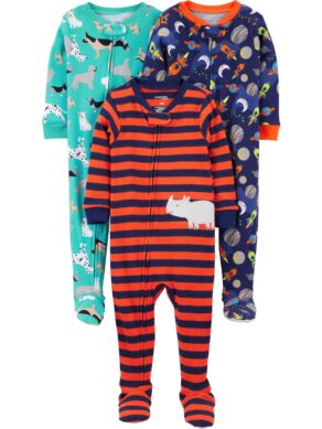 Macacão de dormir para bebês Pijama de algodão com pés justos Simple Joys by Carter'sMeninos