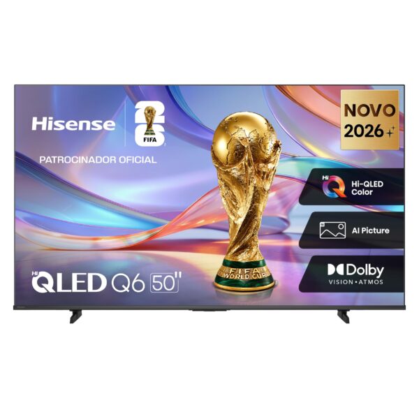 Hisense Smart TV 4K 50" Polegadas 50Q6QVV com Processador AI, Dolby Vision, HDR10+, HLG, Filmmaker Mode, Dolby Gaming, Dolby Atmos, MiraCast e Compatibilidade Alexa e Google