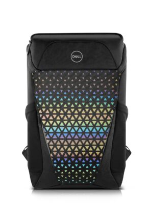 Mochila Dell Gaming 140T, Compatível com notebooks de até 17", Resistente à água, Painel frontal reflexivo, Vários compartimentos, Parte traseira em malha respirável, Preto