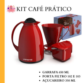 Kit Garrafa Temica Cafe 650ml Açucareiro Suporte Para filtro 102 e103 Unitermi Kit Cafe Pratico