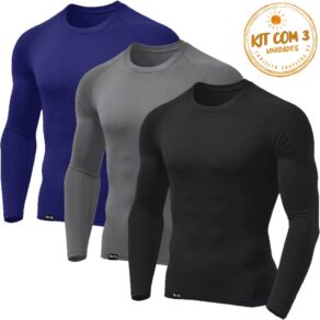 Kit 3 Camisetas Masculinas Segunda Pele Proteção UV Térmica