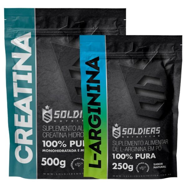 Kit: Arginina 250g + Creatina 500g Soldiers Nutrition Força Performance