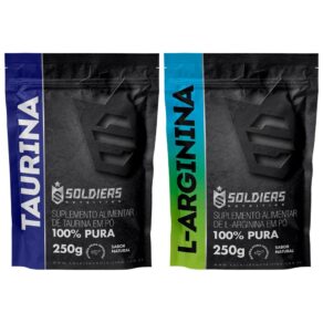 Kit: Arginina 250g + Taurina 250g Soldiers Nutrition Aminoácido Recuperação