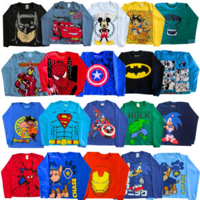 Kit 5 Camisetas Infantil Menino Manga Longa Estampada