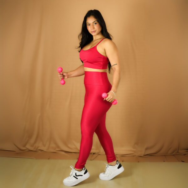 Conjunto Fitness Feminino Top Alça Calça Legging Wonder Canelado