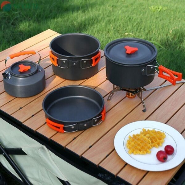 Kit Acampamento PicnicMaster Conjunto de Panelas e Fogão Portátil Outdoor Piquenique
