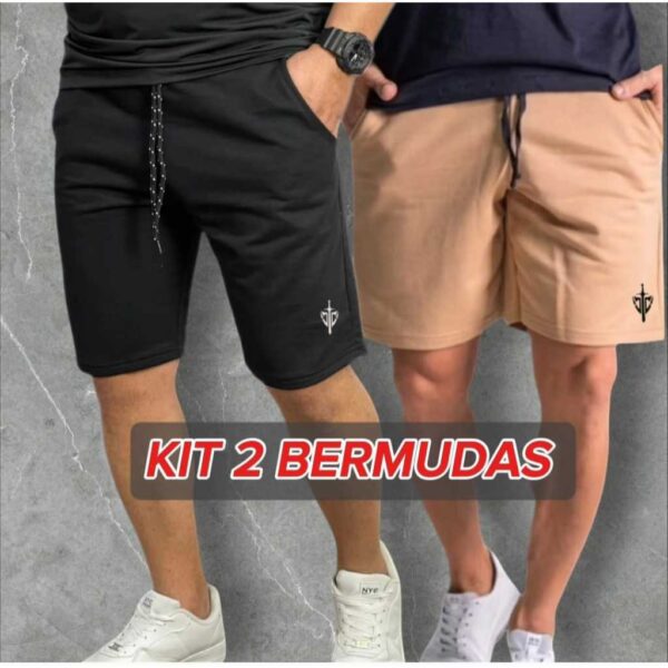 Kit 2 Bermuda Moletom Plus Size Masculina Short Masculino Leve Moletinho P ao G4 Basico
