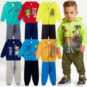 Kit 4 Peças Conjunto Moletom Com Capuz e Zíper Menino Infantil Masculino Inverno