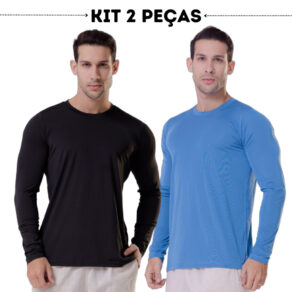 Kit 2 camisa uv térmica segunda pele com proteção solar