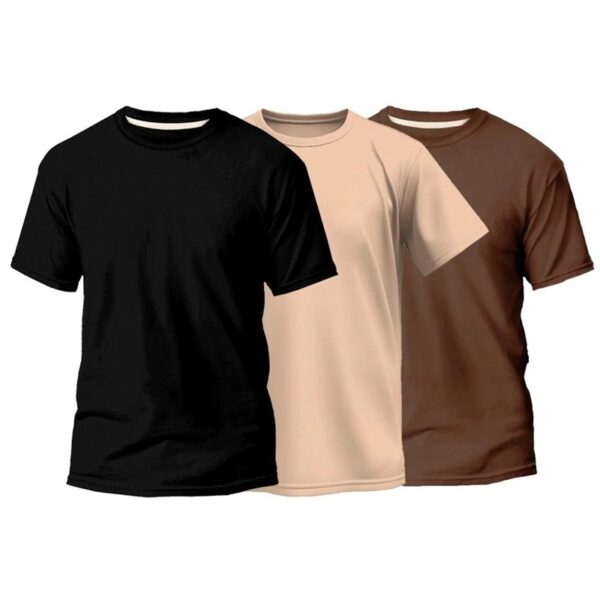 Kit 3 Camisetas Masculina 100% Algodão Básica Lisa Gola Redonda