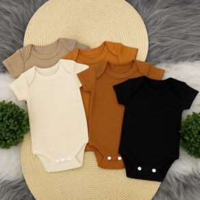 Body Liso Cores Neutras de Bebê - 100% Algodão