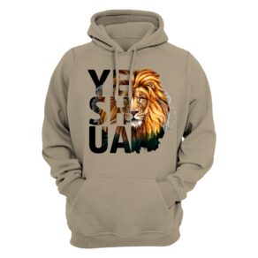 Moletom Canguru Cristão em Alta Qualidade Estampado YESHUA LEAO DE JUDA Blusa de Frio Religioso