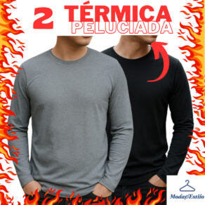 KIT C/2 Blusa de Frio Masculina Segunda Pele Térmica Pelúcida Inverno Manga longa