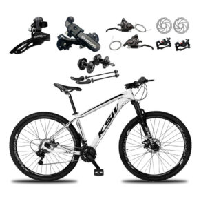BICICLETA ARO 29 KSW XLT 21 MARCHAS SHIMANO FREIOS A DISCO QUADRO 17 BRANCA