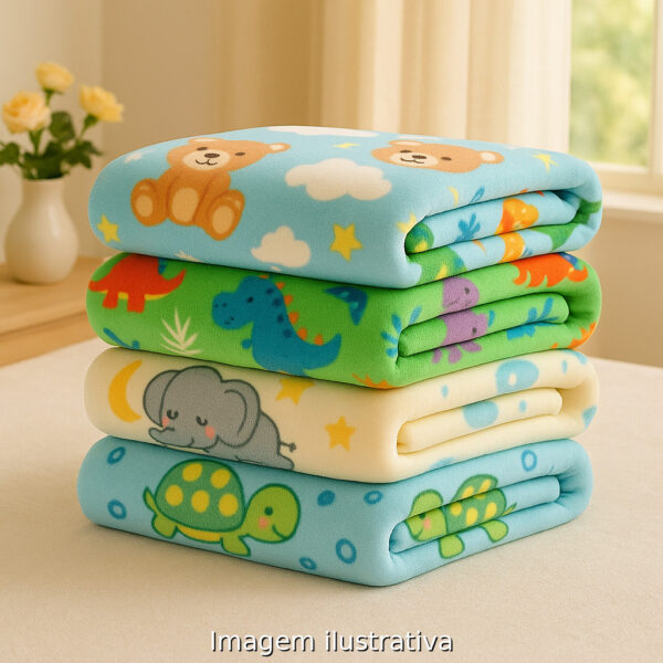 Kit 2 Manta Cobertor Bebe Infantil Microfibra Antialérgico Preço Baixo Cobertor Soft Infantil Para Berço / Bebê