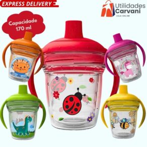 Copo Infantil de Transição 170ml com Alça – Seguro, Plástico Resistente e Cores Sortidas