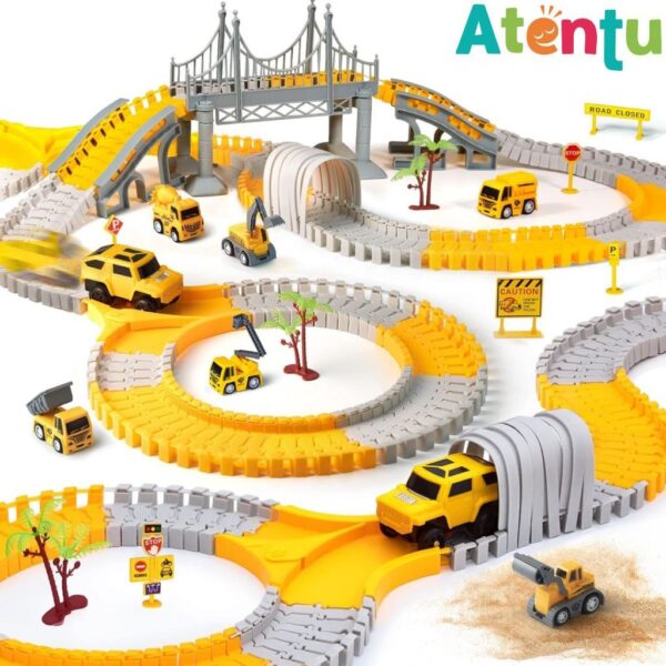 Pista de Carrinhos Construção com 98, 180 e 345 Peças Brinquedo Infantil com Carrinho