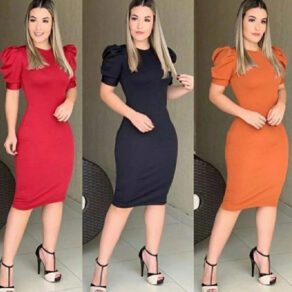 Vestido Midi Evangelico Manga Princesa Casual Elegante Verão 2026 P ao GG