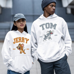 Kit Casal Blusa Moletom Tom e Jerry Canguru Feminino Masculino Flanelado Unissex