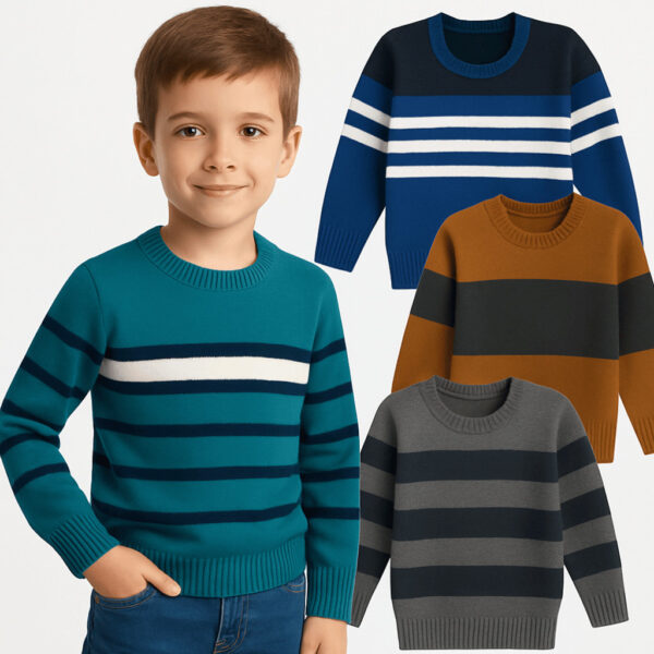 Kit 2 ou 3 unid Suéter Infantil Tricô Menino masculino Tam 1 ao 8 Cores Variadas Quentinho Conf