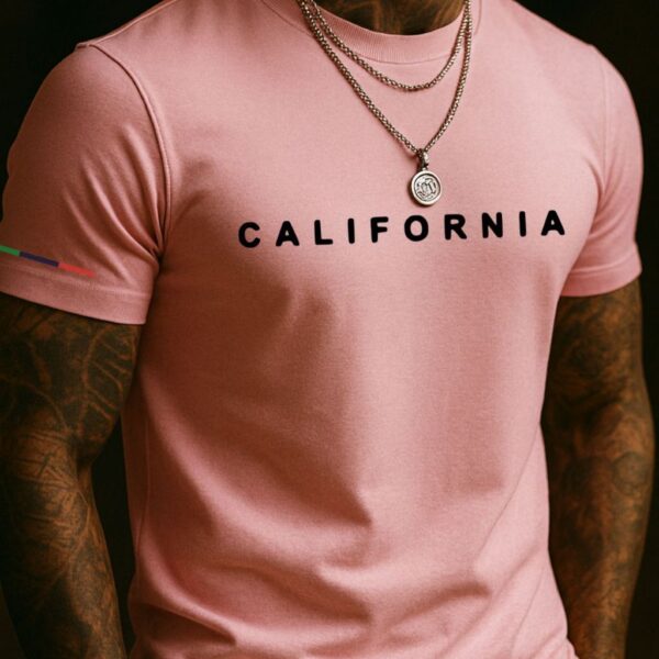 Camiseta Masculina California Preta Manga Curta Gola Redonda Estampada 100% Algodão