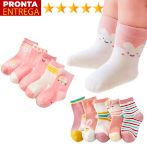 Kit 6/9/12/18 Pares De Meia Bebê Infantil Para Menina
