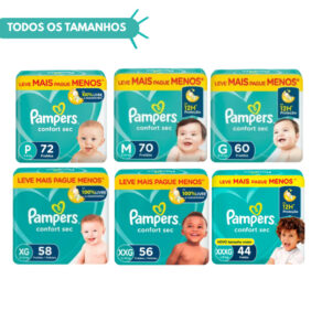 Fralda Pampers Confort Sec Bag Hiper Todos os Tamanhos