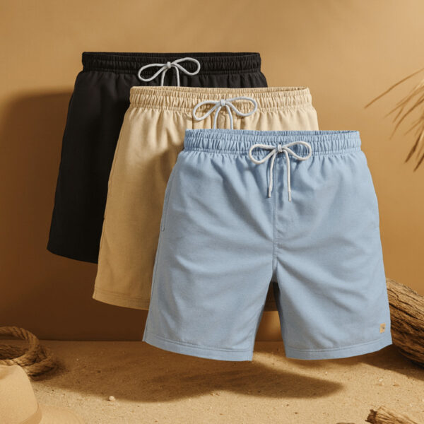 Kit 3 Short Linho Bermuda Mauricinho Premium Masculino Slim 2 Bolsos Verão 2026