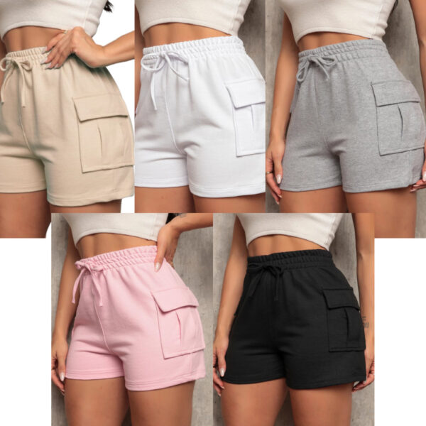 Kit 5 Shorts Cargo Moletom Feminino Com Bolso Lateral Moletinho