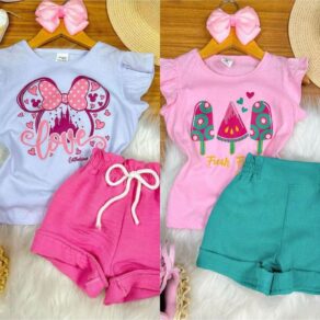 Kit 04 Peças Roupa Infantil Menina Conjunto Verão Feminino lançamento ( peças sortidas )
