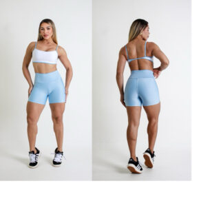 Conjunto Top Com Sustentação Shortinho Cintura Alta Blogueira Para Crossfit Academia Atividades ao Ar Livre