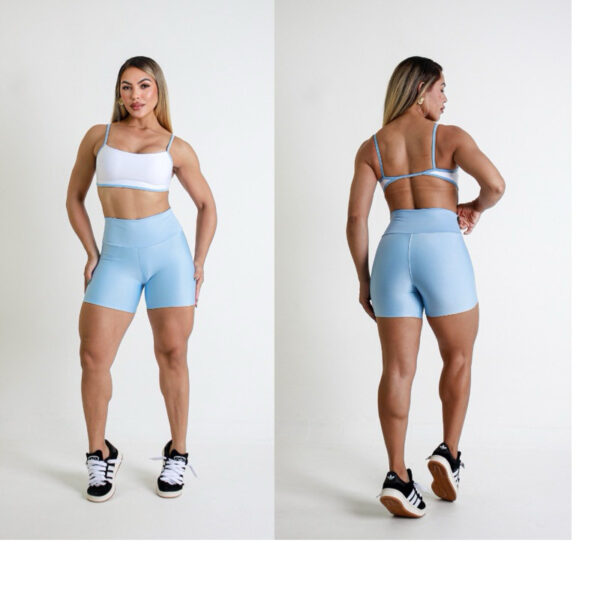 Conjunto Top Com Sustentação Shortinho Cintura Alta Blogueira Para Crossfit Academia Atividades ao Ar Livre