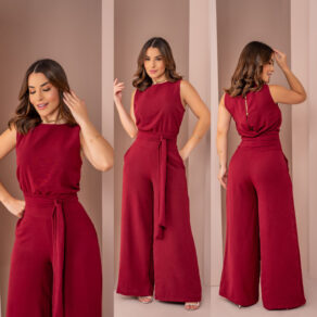 Conjunto Pantalona Duna Calça Pantalona e Blusa Regata com Amarração Frontal e Amarração na Frente