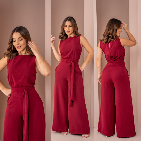 Conjunto Pantalona Duna Calça Pantalona e Blusa Regata com Amarração Frontal e Amarração na Frente