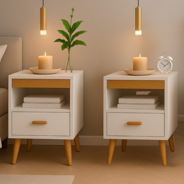 Kit 2 Mesa De Cabeceira Para Quarto Retrô Com Gaveta E Com Pés Criado Mudo Mesinha de Canto de Cama