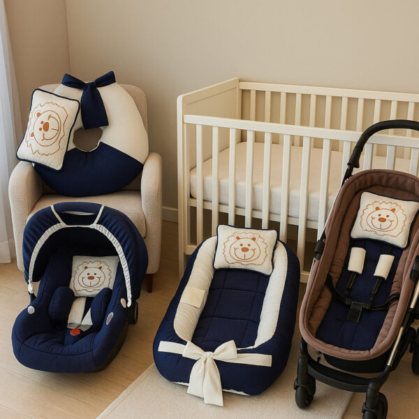 Kit Bebê 8 Peças – Ninho Redutor + Amamentação + Capas Bebê Conforto e Carrinho Premium