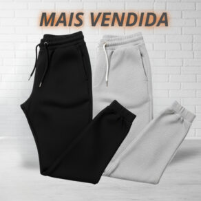 Kit Calça de Moletom Algodão Unissex com Elástico e Punho Conforto e Estilo